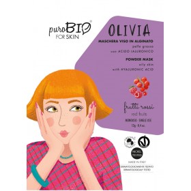 OLIVIA Maschera viso viso in alginato (peel off) per Pelle Grassa FRUTTI ROSSI - puroBIO FOR SKIN
